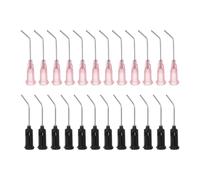 sourcing map 24 aghi erogatori a punta smussata da 19 g, 20 g, 45 gradi, punte di erogazione piegate da 2,5 cm, con ago smussato a gomito Luer, per applicatori di olio o colla, nero, rosa