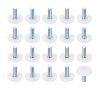 sourcing map 24 piedini per mobili con filettatura M6, 23 x 15 mm, regolabili, livellamento a vite per gambe di sedie, sgabelli, bianco