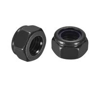 sourcing map 25 dadi di bloccaggio esagonali M12 x 1,75, in acciaio inossidabile 304, autobloccanti, in nylon, per elementi di fissaggio per costruzione industriale, nero e nero