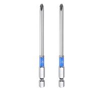 sourcing map 2pcs #2 Impact Phillips Cacciavite Bit PH2 1/4 "Hex Shank 4" (100mm) Lungo 0,5 cm Asta Magnetica Croce Testa Trapano Punte In Acciaio S2 Aggiornato Specchio Lucidatura Potenza Cacciavite