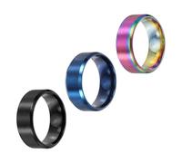 sourcing map 3 anelli in acciaio inox, 8 mm, tinta unita, misura 9, opachi, spazzolati, per uomini e donne, blu/nero/colorato