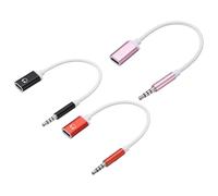 sourcing map 3 cavi audio TRS da 3,5 mm maschio a tipo C femmina, adattatore convertitore per auricolari, adattatore da USB a jack per cuffie, per lettori MP3, laptop, smartphone, nero/oro rosa/rosso