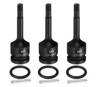sourcing map 3 chiavi a bussola da 1/2" M8 a tripla scanalatura a percussione quadrata da 8 mm in acciaio CR-MO a 12 punti, con perno e O-ring per adattatore driver trapano elettrico