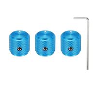 sourcing map 3 manopole per potenziometro in alluminio, 6 mm, universali, per il controllo del tono del volume, con indicatore a freccia per chitarra, 1/2", blu