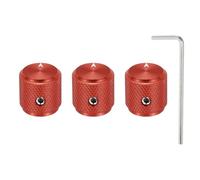 sourcing map 3 manopole per potenziometro in alluminio, 6 mm, universali, per il controllo del tono del volume, con indicatore a freccia per chitarra, 1/2", rosso