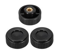 sourcing map 3 manopole zigrinate dritte M6 filettatura femmina 38 mm testa in plastica foro non passante in ottone maniglie di bloccaggio filettate maniglia lucida manopola di serraggio a mano viti a