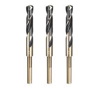 sourcing map 3 punte elicoidali per trapano con gambo ridotto, diametro 1,3 cm, gambo da 1 cm, in acciaio ad alta velocità, M2, finitura in ossido nero e oro, per forare metalli duri, acciaio