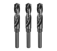 sourcing map 3 punte elicoidali per trapano con gambo ridotto, diametro 3/4", gambo da 1/2", in acciaio ad alta velocità, M2, finitura in ossido nero, punte per trapano per metalli duri, acciaio