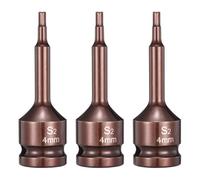 sourcing map 3 punte esagonali a percussione da 1/2", 4H (4 mm), lunghezza 7,6 cm, in acciaio S2, adattatore per chiave a percussione metrica, strumento per riparazione automobilistica, costruzione