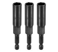 sourcing map 3 punte per trapano avvitatore da 10 mm, attacco metrico da 1/4", codolo esagonale da 80 mm, extra lunghe, a 6 punti, cambio rapido, in acciaio Cr-V, per avvitatori elettrici, colore nero