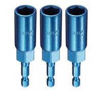 sourcing map 3 punte per trapano avvitatore da 12 mm, attacco metrico da 1/4", codolo esagonale da 80 mm, extra lunghe, a 6 punti, cambio rapido, in acciaio Cr-V, per avvitatori elettrici, blu