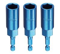sourcing map 3 punte per trapano avvitatore da 13 mm, attacco metrico da 1/4", codolo esagonale da 80 mm, extra lunghe, a 6 punti, cambio rapido, in acciaio Cr-V, per avvitatori elettrici, blu
