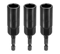 sourcing map 3 punte per trapano avvitatore da 14 mm, attacco metrico da 1/4", codolo esagonale da 80 mm, extra lunghe, a 6 punti, cambio rapido, in acciaio Cr-V, per avvitatori elettrici, colore nero