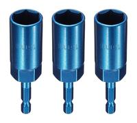 sourcing map 3 punte per trapano avvitatore da 16 mm, attacco metrico da 1/4", codolo esagonale da 80 mm, extra lunghe, a 6 punti, cambio rapido, in acciaio Cr-V, per avvitatori elettrici, blu