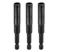 sourcing map 3 punte per trapano avvitatore da 7 mm, attacco metrico da 1/4", codolo esagonale da 80 mm, extra lunghe, a 6 punti, cambio rapido, in acciaio Cr-V, per avvitatori elettrici, colore nero