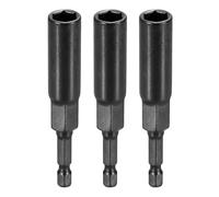 sourcing map 3 punte per trapano avvitatore da 9 mm, attacco metrico da 1/4", codolo esagonale da 80 mm, extra lunghe, a 6 punti, cambio rapido, in acciaio Cr-V, per avvitatori elettrici, colore nero