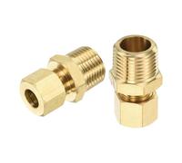 sourcing map 3 raccordi per tubi di compressione in ottone, 5/16 "OD x 3/8" NPT connettore maschio raccordo dritto raccordo raccordo raccordi