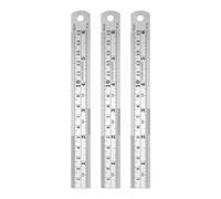 sourcing map 3 righelli in acciaio inox da 15 cm, doppia scala metrica, con bordo dritto, strumento di misurazione con tabella di conversione (3/4")