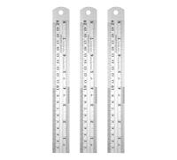 sourcing map 3 righelli in acciaio inox da 20 cm, doppia scala metrica, con bordo dritto, con tabella di conversione (2,5 cm)