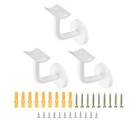 sourcing map 3 staffe per corrimano in acciaio inossidabile, 6,1 cm, supporto curvo per corrimano per scale a mano per binario rotondo con vite di montaggio per ringhiere per scale Guardrail, bianco