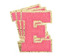 sourcing map 3 toppe in ciniglia di grandi dimensioni, 8 x 5,8 cm, termoadesive con lettere E dorate, glitterate, ricamate, per vestiti, scarpe, cappelli, zaini, confezione da 3 pezzi (rosa acceso)