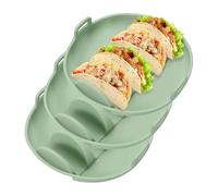sourcing map 3 vassoi per tacos, in silicone, con divisori, riutilizzabili, con manico, adatti per feste, lavabili in lavastoviglie e adatti al microonde, verde
