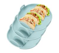 sourcing map 3 vassoi per tacos, in silicone, con divisori, riutilizzabili, con manico, adatti per feste, lavabili in lavastoviglie e adatti al microonde, azzurro