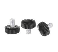 sourcing map 30 pomelli zigrinati con filettatura maschio metrica M5 x 8 mm, manopole di bloccaggio a vite con perno filettato, colore nero