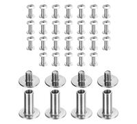 sourcing map 30 set di viti Chicago M3 x 10 mm di lunghezza 5 mm in metallo Phillips rivetti rivetti rivetti vite per rilegatura fai da te in pelle, cintura, borsa, artigianato, rilegatura, argento