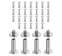 sourcing map 30 set Viti Chicago M3x15mm Lunghezza 5mm Rivetti a testa Phillips in metallo per borse, cinture, borse in pelle, fai da te, rilegatura di libri, argentato