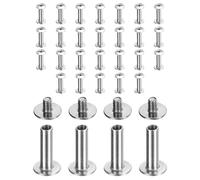 sourcing map 30 set Viti Chicago M3x16mm Lunghezza 5mm Rivetti a testa Phillips in metallo per borse, cinture, borse in pelle, fai da te, rilegatura di libri, argentato