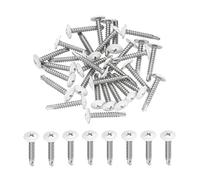 sourcing map 30 viti autofilettanti a testa piatta bianca M4,2 x 25 mm, in acciaio inossidabile 410, viti autofilettanti per viti per lamiera metallica, argento