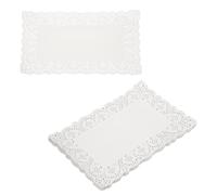 sourcing map 300 centrini in carta traforata rettangolari bianchi 45,7 x 32,5 cm, tovagliette decorative usa e getta in carta assorbente con fiori cavi, per torte, dessert, decorazione alimentare,