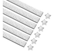 sourcing map 360 fogli di carta per origami con stelle glitterate, color argento, per principianti, progetti artistici, 10 x 24 cm