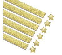 sourcing map 360 fogli di carta per origami con stelle glitterate, color oro chiaro, per progetti artistici e artigianali, 1,2 x 24,9 cm