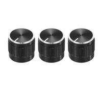 sourcing map 3pcs Potenziometro Pomello Albero Zigrinato Alluminio Nero 6mm Diametro Albero Manopola Rotante 15mmx13mm Manopola di Controllo del Volume