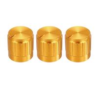 sourcing map 3pcs Potenziometro Pomello Albero Zigrinato Oro Alluminio 6mm Diametro Albero Manopola Rotante 17mmx17mm Manopola di Controllo del Volume