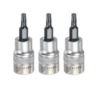 sourcing map 3Pcs Torx Bit Socket 3/8 "Drive T20 S2 Acciaio Star Head Cacciavite Punte per Trapano CR-V Adattatore Presa in Acciaio per Casa Auto Asse Hex Dadi Bulloni Riparazione