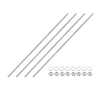 sourcing map 4 aste completamente filettate, M6 x 350 mm, in acciaio inox 201, filettatura destra, con dadi e rondella piatta, barra completamente borchiata per morsetti, ganci e bulloni a U