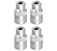 sourcing map 4 bussole E-Torx, attacco da 3/8", attacco E8 a stella, 3 cm, lunghezza 3 cm, manicotto esterno in lega di acciaio cromato a 6 punti, per riparazioni auto