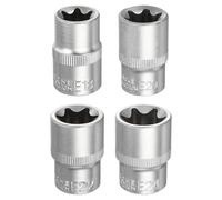 sourcing map 4 bussole E-Torx da 1/2", attacco E18/E20/E22/E24, lunghezza 3,8 cm, manicotto esterno in lega di acciaio 35 K cromato, manicotto scanalato a 6 punti per riparazioni auto