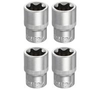 sourcing map 4 bussole E-Torx da 1/2", attacco E22, lunghezza 3,8 cm, manicotto esterno Torx poco profondo, in acciaio legato 35 K cromato, manicotto scanalato a 6 punti per riparazioni auto