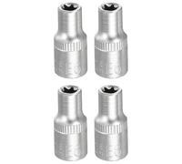 sourcing map 4 bussole E-Torx da 1/4", attacco E6 a stella, 2,5 cm, lunghezza 2,5 cm, manicotto esterno Torx poco profondo, in acciaio legato 35 K cromato, manicotto scanalato a 6 punti per