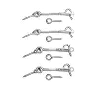 sourcing map 4 chiusure a occhiello per cabina, in acciaio inossidabile 304, gancio a molla e occhiello di sicurezza con vite di montaggio, per porte e armadi in legno (6,3 cm, 7,6 cm)