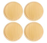 Sourcing Map 4 coperchi in bambù per tazze da 9 cm, copertura per tazza da caffè, copertura per bevande in vetro da tè, coperchio rotondo in legno riutilizzabile per mantenere al caldo