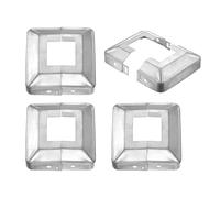 sourcing map 4 coperture per base per palo, 8,3 x 8,3 cm (dimensioni interne 3,2 x 3,2 cm), gonna per pali in metallo, per portico, recinzione, ponte, ringhiere, ringhiere per scale, argento