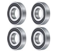sourcing map 4 cuscinetti a sfera 16001-2RS con scanalatura profonda, 12 mm x 28 mm x 7 mm, in acciaio cromato ad alto tenore di carbonio, cuscinetti sigillati in gomma (ABEC1)