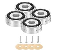 sourcing map 4 cuscinetti isolanti per subwoofer, 40 x 15 mm, piedini per isolamento degli altoparlanti, punte per giradischi, monitor da studio, per apparecchiature audio, viti M4, argento