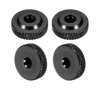 sourcing map 4 dadi zigrinati, M4 x 14 mm x 5 mm, femmina in alluminio, con foro passante piatto, per parti di stampante 3D, macchine, fai da te, nero