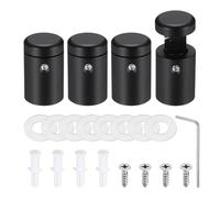 sourcing map 4 distanziatori laterali a morsetto, 1,9 cm x 2,5 cm, in alluminio nero, viti di fissaggio per cartelli in acrilico, cornici da appendere